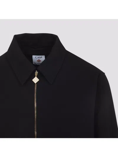 Casablanca Cropped Wool Jacket With Classic Collar In Black
