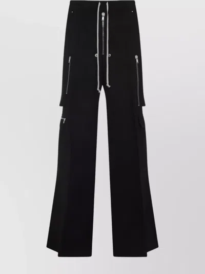 Rick Owens Wide-leg Trousers With High Waist And Utility Pockets In Black
