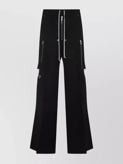 Rick Owens Wide-leg Trousers With High Waist And Utility Pockets In Black