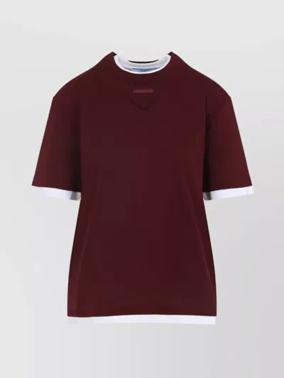 Prada Amaranth T-shirt In Cotton Jersey In Burgundy