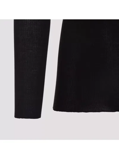 Rick Owens Black Wool Ribbed Round Neck Pullover In Black