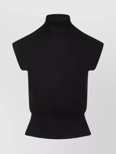 Rick Owens Short Sleeves Turtle Neck Top In Black