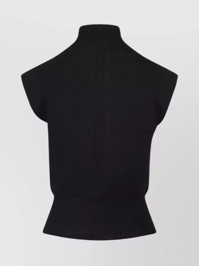 Rick Owens Short Sleeves Turtle Neck Top In Black