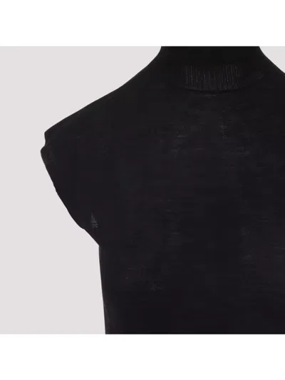 Rick Owens Short Sleeves Turtle Neck Top In Black