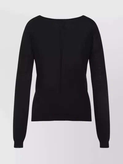 Rick Owens Deep V-neck Virgin Wool Sweater With Long Sleeves In Black