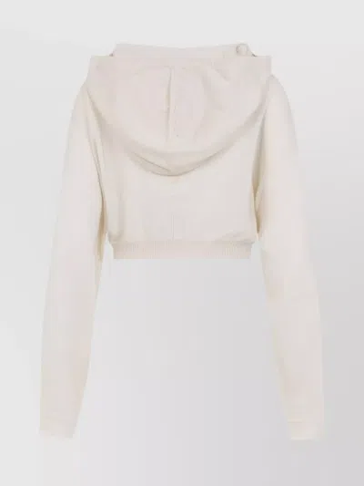 Rick Owens White Wool Cropped Hooded Pullover