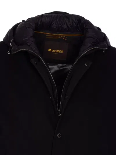 Moorer Hooded Padded Jacket With Removable Hood In Blue