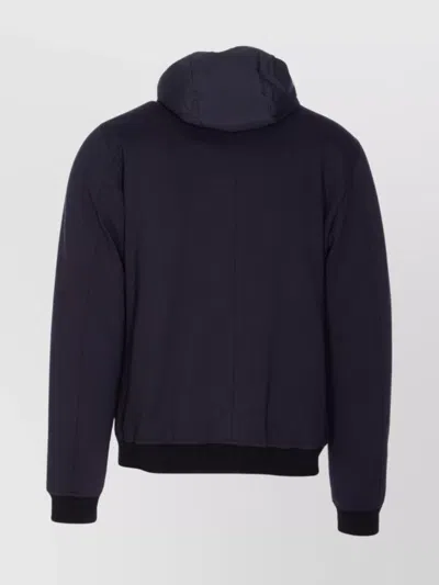 Moorer Padded Jacket With Removable Hood And Zip Pockets In Blue