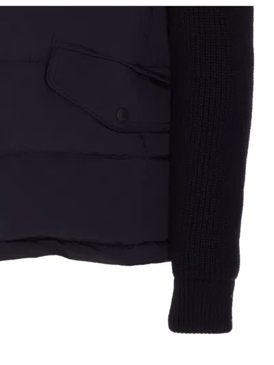 Moorer Quilted Knitted Long Sleeves Jacket In Blue
