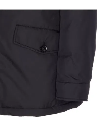 Moorer Quilted Hooded Jacket Removable Hood In Black
