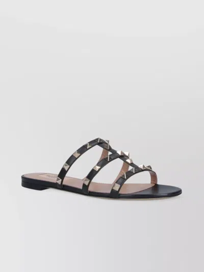 Valentino Rockstud Caged Leather Sandal In Black