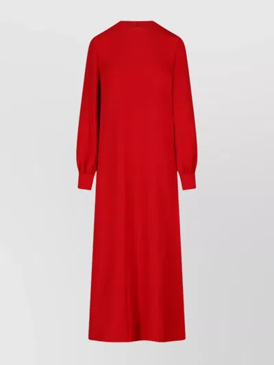 Valentino Maxi Silk Dress With Removable Scarf And Feather Details In Red