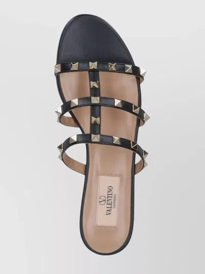 Valentino Rockstud Caged Leather Sandal In Black