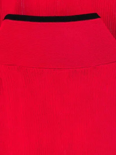 Valentino Sleeves Detail Mandarin Collar Ribbed Texture In Red