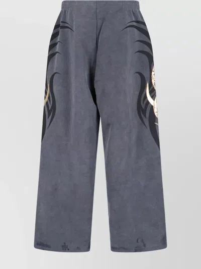 Balenciaga Straight Leg Trousers Graphic Print In Blue