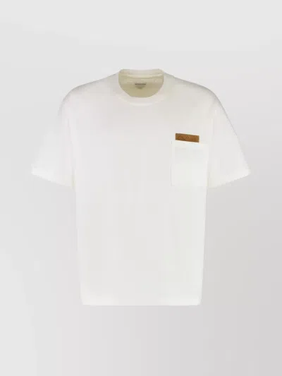 Bottega Veneta Pima Cotton T-shirt With Suede Patch In White