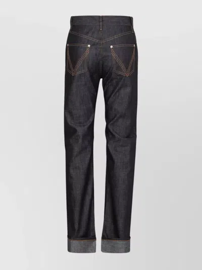 Bottega Veneta Womens Indigo Folded-cuffs Straight-leg Denim Jeans In Blue