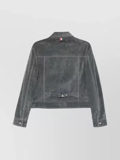 Thom Browne Backstrap Utility Jacket Contrast Stitching In Gray