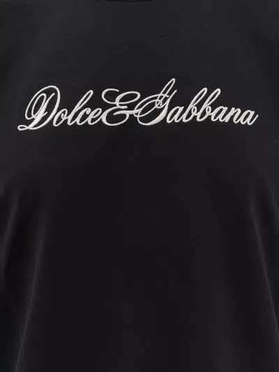 Dolce & Gabbana Logo-embroidered Lace-trimmed T-shirt In Black