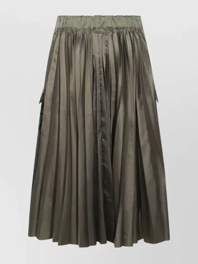 Sacai High Waist Pleated Skirt With Side Pockets In Black