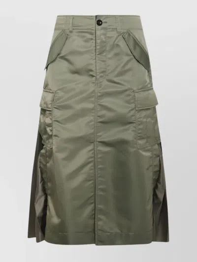 Sacai High Waist Pleated Skirt With Side Pockets In Black