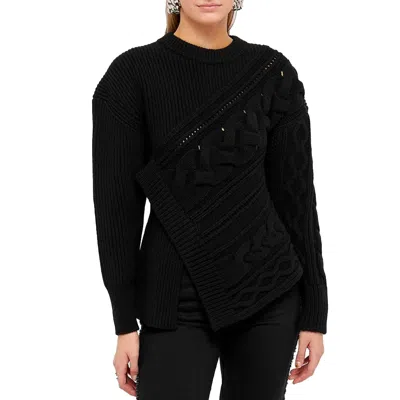 Alexander Mcqueen Asymmetric Wool Jumper In Black