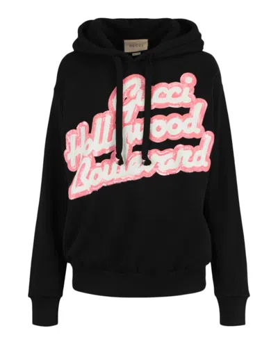 Pre-owned Gucci Women's  Sequin Graphic Sweatshirt In Black