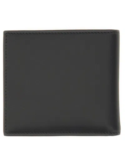 Alexander Mcqueen Bifold Wallet In Smooth Calf Leather With Logo Print