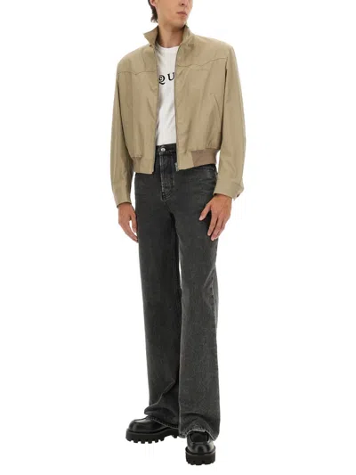 Alexander Mcqueen Harrington Cropped Jacket In Neutral