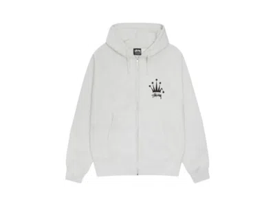 Pre-owned Stussy Men's  Regal Crown Zip Hoodie In Fog