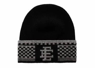 Pre-owned Eric Emanuel Ee Checker Beanie In Black/grey