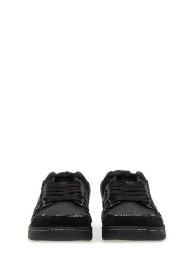 Amiri Sneaker Skel Top Low Black In Leather And Suede Men