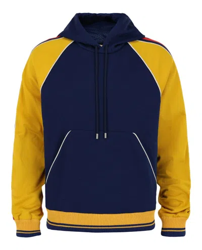 Pre-owned Gucci Women's  Gg Supreme Colorblock Hoodie In Blue