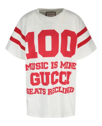 Pre-owned Gucci Women's  Short Sleeve T-shirt In White Red