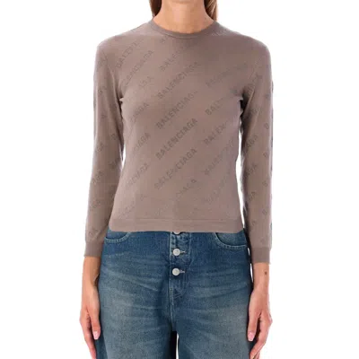Balenciaga Knitted Pullover Women In Brown
