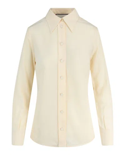 Pre-owned Gucci Women's  Silk Blouse In White