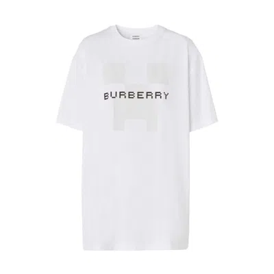 Pre-owned Burberry X Minecraft Logo Print Cotton Oversized T-shirt In White