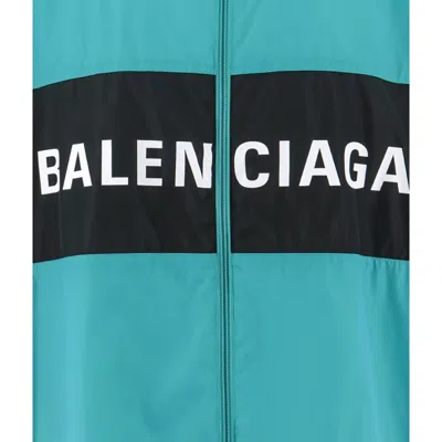 Balenciaga Windbreaker Logo Jacket In Blue