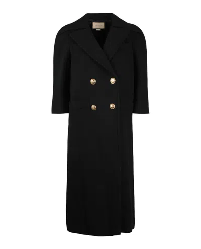 Pre-owned Gucci Women's  Double Breasted Collared Coat In Black