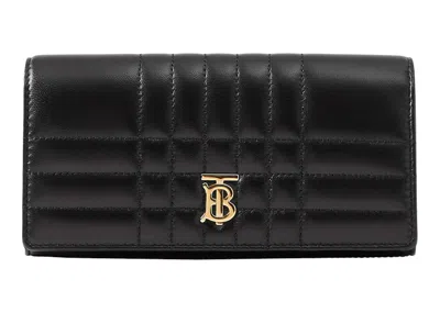 Pre-owned Burberry Women's  Quilted Leather Lola Continental Wallet In Black/light Gold