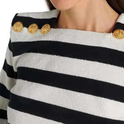Balmain Striped Jersey Top In White