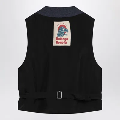 Bottega Veneta Men Dark Blue Wool Vest In Blue