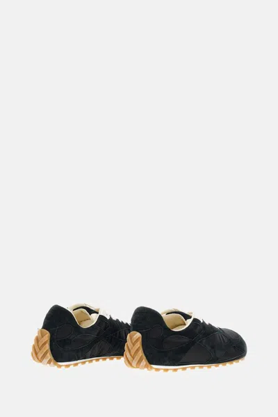 Bottega Veneta Black Suede And Nylon Orbit Flash Sneakers In Blue