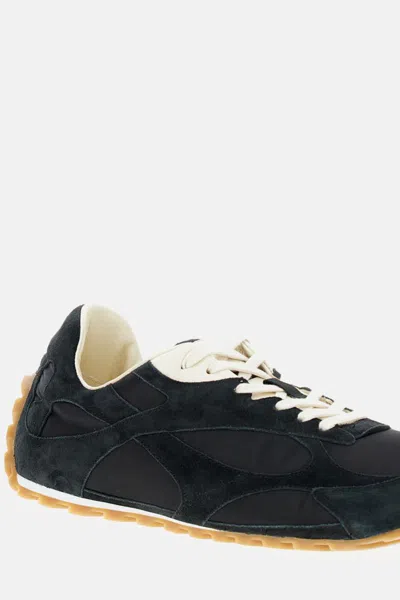 Bottega Veneta Black Suede And Nylon Orbit Flash Sneakers In Blue