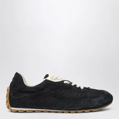 Bottega Veneta Black Suede And Nylon Orbit Flash Sneakers In Blue