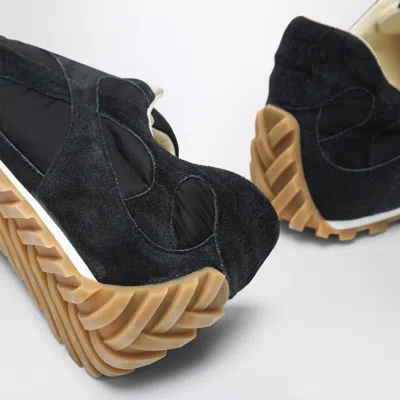 Bottega Veneta Black Suede And Nylon Orbit Flash Sneakers In Blue