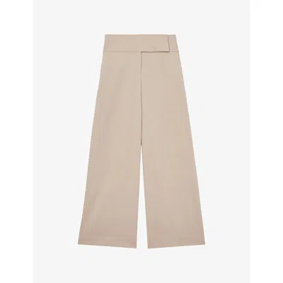 Reiss Womens Delilah Wide-leg High-rise Cotton Trousers Neutral