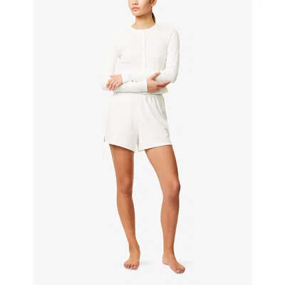We Are Tala Omens Soft Lounge Cotton-jersey Pyjama Cardigan Coconut Milk