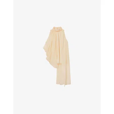 Reiss Womens Fi High-neck Chiffon Top Ivory
