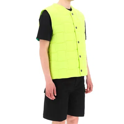 Bottega Veneta Lemon Technical Nylon Intreccio Vest In Green